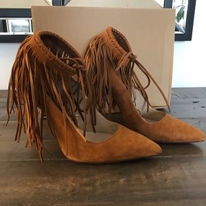 Zara Suede Fringe Pumps